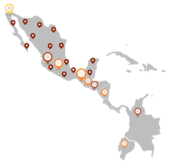 Mapa de proyectos de generación eléctrica de Grupo Dragón en México y Latinoamérica